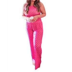 NEW JESS LEA check yourself checkered lounge set in pink